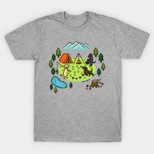 Cute Labrador Retriever Campsite Cartoon T-Shirt